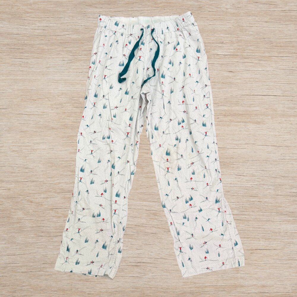 Lands End Ski Print Pajama Lounge Cozy Pants Women's Size Medium 100% Cotton